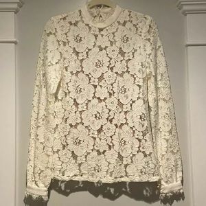 Wayf lace mock neck blouse w cami XS classic ivory